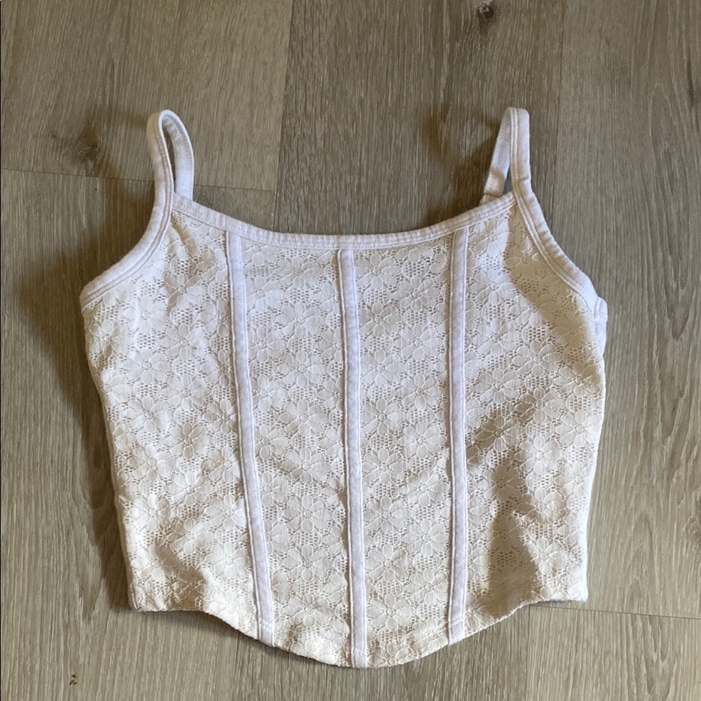 Hollister White Sleeveless Camisole with Bustier Fitted Style